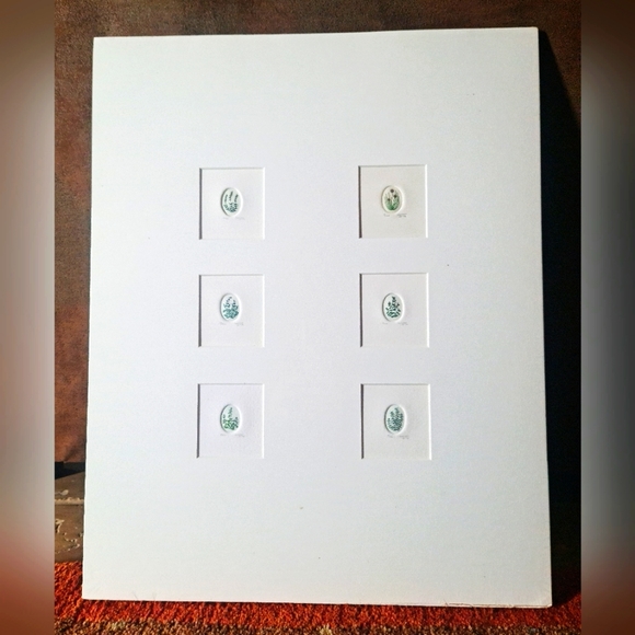 Jane Conneen HERB SERIES Original Miniature Etchings Watercolor Signed 1976